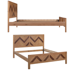 Cadre de lit en bois moderne avec tête de lit géométrique, lit plateforme, mobilier de chambre à coucher, best-seller, prix de gros, livraison directe - Product Image 1