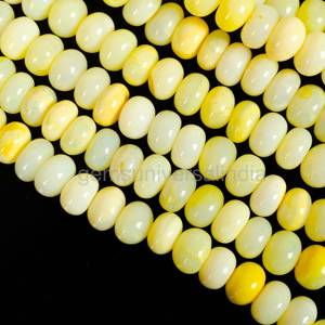 Natural Yellow Opal Smooth Gemstone Beads Shaded 8mm Opal Rondelle Beads For Jewelry Making Wholesale 16" <b>Candy</b> Opal Stone Bulk - Product Image 5