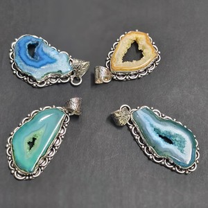 Superventas Natural Druzy colorido ágata colgante Top tendencia tallada piedra preciosa geoda cristal moda joyería collar regalo - Product Image 6