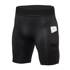 Shorts de compression blancs à poche latérale, respirants, séchage rapide, style urbain, taille élastique, ajustés, pour hommes, course à pied et jogging - Product Image 3