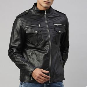 Diseño adecuado de fábrica Chaqueta de cuero de motorista para hombre de estilo más nuevo Aspecto clásico Gran personalidad Chaqueta de cuero para hombre - Product Image 1
