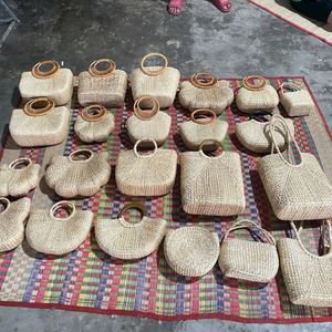 Bolso de playa de mimbre bordado personalizado más vendido para mujer bolso de verano con jacinto de agua hermoso patrón de decoración - Product Image 1