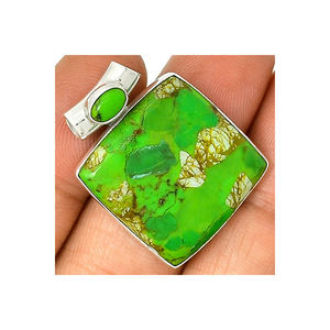 925 sólido verde esterlina xopper turquesa piedra preciosa joyería fina colgante venta al por mayor proveedor indio directo de fábrica OEM ODM - Product Image 5