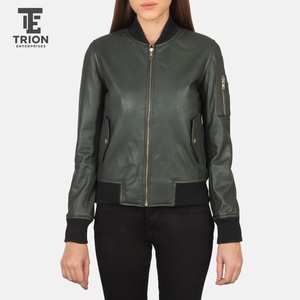 Chaqueta de Cuero Estilo Vintage para Mujer, Aspecto Desgastado, Corte Ajustado, Chaqueta de Motociclista Retro, Cuero Suave de Primera Calidad - Product Image 1