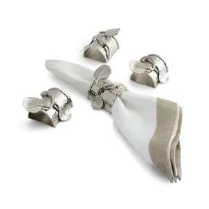 Silver Color Metal Napkin Ring <b>Holder</b> with Attractive <b>Bow</b> Shaped Design for Wedding and Office Party Table Decoration - Product Image 2