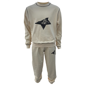 Customized Unisex Tracksuit Crew Neck Hoodies <b>Set</b> Printing Logo Men Casual Sweatsuit Training Wear Contrast Stitch <b>Jogger</b> <b>Sets</b> - Product Image 1