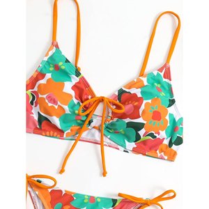 Tankinis de luxe à imprimé floral en deux pièces Maillots de bain personnalisés OEM de haute qualité pour les femmes Bikinis string respirant - Product Image 6