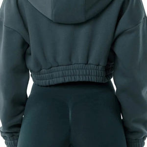 เสื้อครอปแบบมีฮู้ดของผู้หญิงผ้าฝ้าย55% 45% ผ้าสแปนเด็กซ์โอเวอร์ไซส์ทรงโอเวอร์ไซส์เข้ารูปสะพายไหล่แบบคลาสสิก - Product Image 6