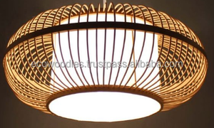 Lampe suspendue LED réglable en rotin et bois, faite à la main, style moderne, pour appartement, salon, décoration intérieure - Product Image 6