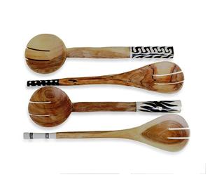 Saladiers en bois d'acacia SERVEUR À SALADE EN BOIS LOT DE 2 KETCHENWAR UNIQUE FAIT À LA MAIN - Product Image 5