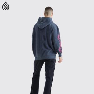 Sudaderas con capucha de lavado ácido de calidad Premium para hombre de algodón 100%, estampado bordado, ropa de Hip Hop de Otoño de talla grande a la moda - Product Image 3
