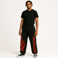 Pantalon ample en molleton 100% coton personnalisé, épais, doux, chaud, coupe oversize |   Pantalon de survêtement style streetwear avec cordon de serrage pour homme