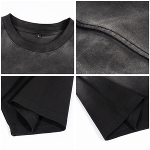 T-shirts Streetwear Unis Effet Délavé Soleil 280 g/m² Grammage Lourd Coupe Boxy Personnalisation Complète Vêtements pour Hommes - Product Image 4