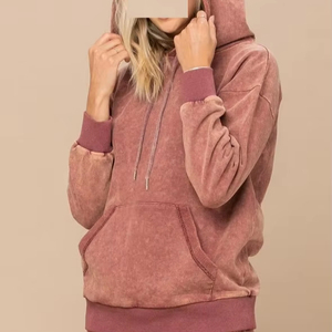 Sweat à capuche vintage oversize en coton éponge délavé à l'acide pour hommes femmes respirant grande taille personnalisé sérigraphié Logos prix de gros - Product Image 1