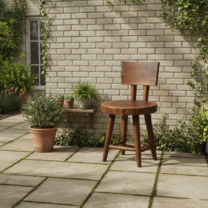 Chaise de salle à manger en bois massif de Suar ou de Monkey Pod avec siège rond en bois massif, design à bord naturel pour salle à manger intérieure et terrasse extérieure - Product Image 2