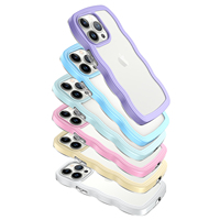 Coques de téléphone portable de luxe antichoc en TPU+PC avec bord ondulé couleur unie 2D tendance pour iPhone 16 15 Pro Max