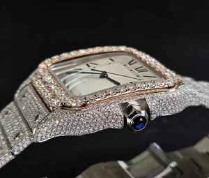 Montre en acier inoxydable de qualité supérieure entièrement sertie de diamants en moissanite, style hip-hop élégant avec un éclat époustouflant et un design luxueux, cadeau - Product Image 2