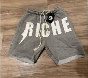 Shorts pour hommes Trendy Loose Fit Distressed Embroidery Beach Pants Outer Wear Letters Print Casual Brand Sweatpants Shorts for Men - Product Image 3