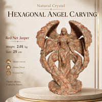Estatua de Ángel Hexagonal de Cristal Natural, Tallado en Jade Blanco Pulido para Decoración Espiritual, Regalos y Coleccionistas