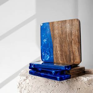 Prix usine tasse à thé sous-verre de service multi-fonctionnel résine époxy et bois d'acacia tapis de thé vaisselle payée vente chaude h sous-verres - Product Image 3