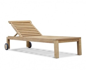 Chaises de jardin pliantes en teck massif avec roulettes supplémentaires pour faciliter le déplacement, design moderne - Product Image 1