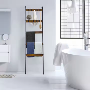 Factory Wholesale 5-Tier Foldable Wooden <b>Ladder</b> <b>Shelf</b> for Magazine Storage Flower Display Decorative Storage Wardrobes Bathrooms - Product Image 3