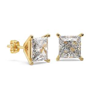Boucles d'oreilles en or jaune 14 carats avec diamants princesse 0,33 ct H-I SI2-SI3 - Product Image 2
