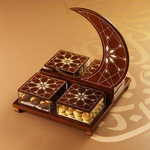 ชุดที่วางเค้กแบบเรียบง่ายทำจากไม้กล่องไม้พร้อมถาดไม้สำหรับ2026รอมฎอนและอีสเตอร์ - Product Image 1