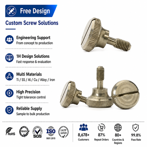 Viti a testa cilindrica con passo OEM, regolazione manuale, M2-M6, in acciaio inossidabile, metriche, rivestite, con intaglio, zigrinate, a pollice, captive - Product Image 1