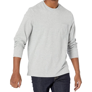 T-shirt à manches longues de haute qualité pour hommes, 100% coton, uni, vente en gros, chemise à manches longues en coton premium, logo personnalisé - Product Image 6