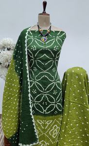 Estampado bandhani traje satén étnico desgaste diario casual bandhani traje conjunto tie Dye satén vestido satén bandhani Kurta conjunto - Product Image 2