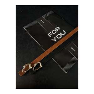 Ceinture fine pour femme à boucle barre, design 2 pièces, pour veste, chemise, robe - Noir-brun - Product Image 2