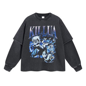 Camiseta de manga doble para hombre de algodón 100% de calidad superior Diseño de manga larga de dos piezas lavado personalizado - Product Image 1