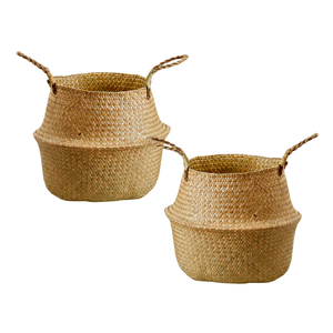Versatile SEAGRASS BELLY <b>BASKETS</b> <b>Foldable</b> and Decorative Straw <b>Basket</b> for Living Room, Bedroom, <b>Laundry</b>, and More - Product Image 1