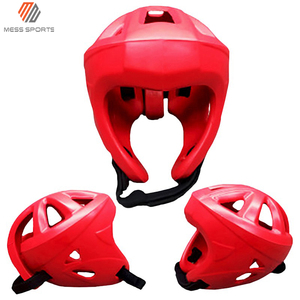 หมวกป้องกันศีรษะหนัง PU PVC สีแดง หมวกนิรภัยแบบเรียบง่าย สีพื้น สำหรับกีฬาและการฝึกซ้อม - Product Image 5