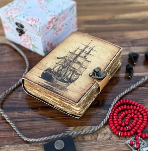 Voilier bateau Journal en cuir véritable Journal en cuir cahier papier fait main Journal de voyage, cadeau d'anniversaire - Product Image 2