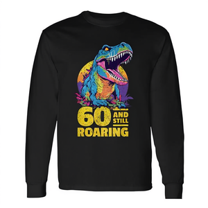 T-shirt a maniche lunghe per il 60° compleanno di T-Rex, design con dinosauri - Product Image 2