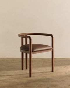 Chaise en bois de teck faite à la main biologique avec siège rembourré doux et forme sculpturale parfaite pour la salle à manger, le bureau ou le salon - Product Image 1