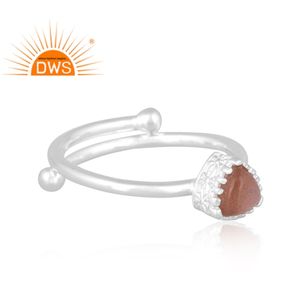 Último diseño de plata de ley fina piedra lunar melocotón Natural piedra preciosa anillo apilable joyería personalizada para mujer regalo para ella - Product Image 4