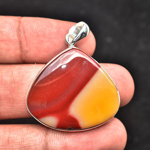 Pendentif Naturel Rouge Mookaite Jaspe Véritable Argent Sterling Fait Main Élégant Pendentif en Pierre Précieuse - Product Image 3
