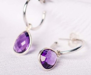 Vintage Looking Amethyst Gem 4X6mm <b>Butterfly</b> Dangle Earring Sterling Silver Fashion Jewelry Wedding Wholesale Price - Product Image 2