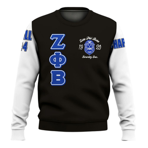 Sudadera con Capucha Personalizada de Felpa con Cuello Redondo Azul Zeta Phi Beta 1920, Bordado Frontal, para Mujeres de la Hermandad Griega - Product Image 1