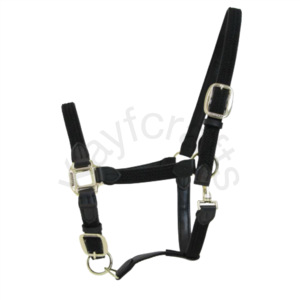 Licou en cuir tressé en nylon bleu marine avec raccords ajustables dorés - Product Image 6