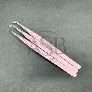 Pinzas de pestañas de volumen de acero inoxidable sostenibles japonesas para bota delgada de 90 grados pinzas de extensión de pestañas profesionales Rosa bebé - Product Image 4