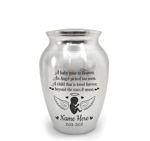 Personalized Baby <b>Mini</b> Urn Stainless Steel Decorative Keepsake Urn Engraved Memorial Urn for Loss of Child Custom Size Silver - Product Image 1