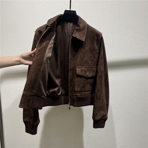 Personalizar clásico de alta calidad Casual Nubuck Suede piel de cabra chaqueta de cuero para hombres otoño primavera desgaste - Product Image 4