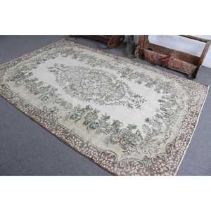 Turkish 5.8x9 ft Vintage Southwestern Rug <b>Brown</b> <b>Wool</b> Eco-Friendly Patchwork with Latex Backing - Product Image 4