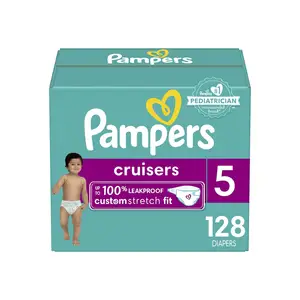 Pampers Cruisers Diapers - Size 5 (128 Count) with Custom Stretch - Premium Disposable Active Baby Diapers