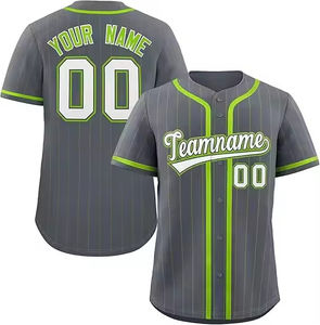 Vêtements de baseball rétro imprimés numériquement sur mesure en gros, logo brodé, numéro, maillot de baseball rayé pour hommes - Product Image 3