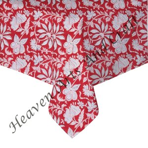 Mantel de algodón Floral cuadrado estampado a mano de alta calidad para bodas, hoteles, cenas, fiestas, decoración - Product Image 6